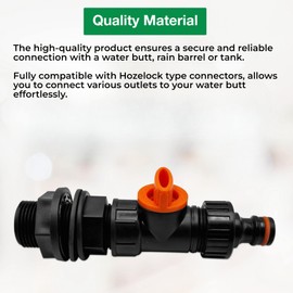 1/2" Water Butt Connector Ultimate Set - Control Water Flow with Built-in Valve and Secure Thread Connection with Additional Washer - Perfect for Water Butts and Storage Tanks. Set by MYPURECORE