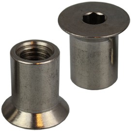 Pack of 10 Sleeve Nuts M10 x 20 with Countersunk Head and Hexagon Socket Stainless Steel A1