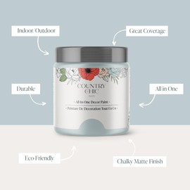 Country Chic All-in-One Chalk Paint for Furniture, Cabinets, Home Decor, Eco-Friendly, Matte Finish, Built-In Primer & Top Coat for Wood, Metal - Belle of the Ball (Light Blue) - 8 oz (237 ml)