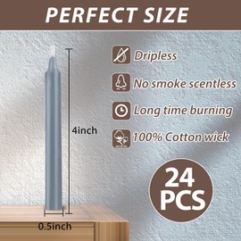 24 Pack Silver Spell Chime Candles – Premium Mini Unscented Taper Candles for Rituals, Prayer, Meditation, Altar, Spells – 4" Tall – Ideal for Witches & Spiritual Practices