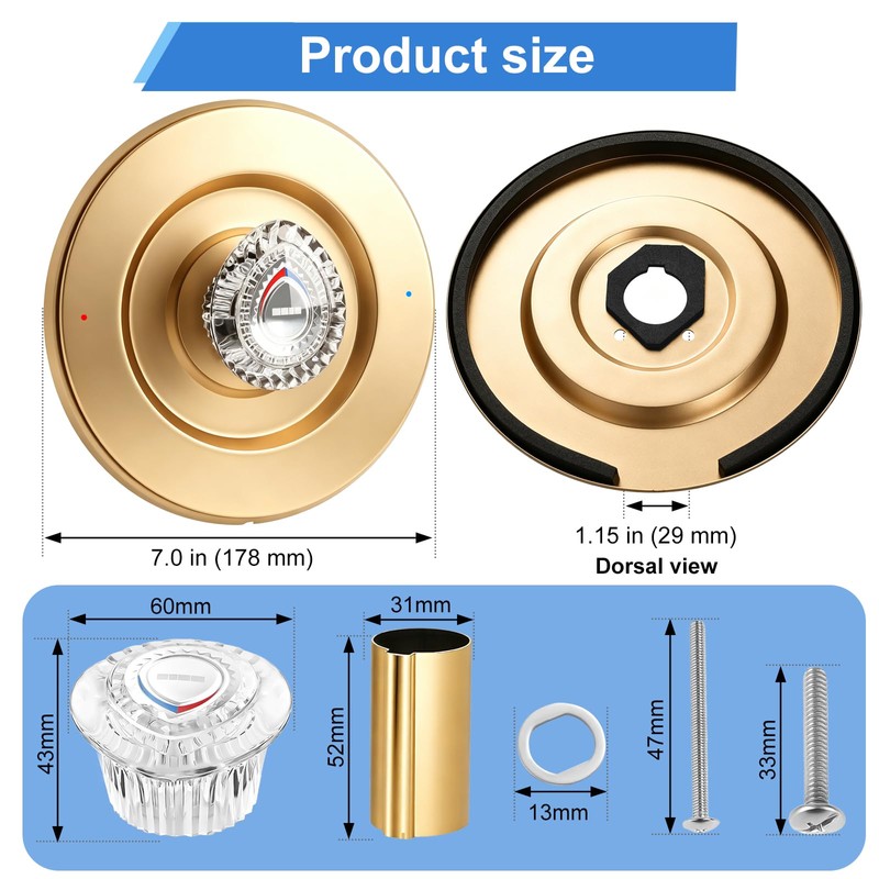 T470 Shower Trim Kit Compatible With Moen Chateau, Gold Handle