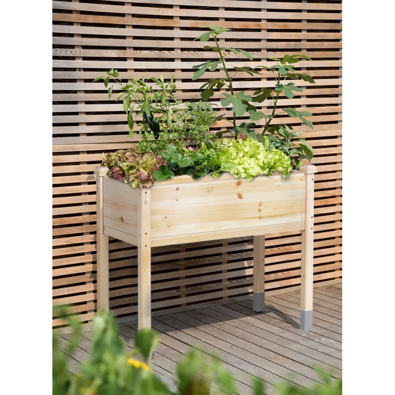 MIXC Wooden Raised Garden Bed with Legs, 48”L X 24”W,