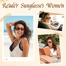 JiSoo Reading Sunglasses 1.75 Bifocal Sunglasses for Women, Retro Square Sun Readers with Spring Hinge,Tortoise Brown