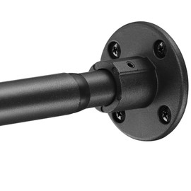 Adjustable 48-64 Inch Heavy Duty Shower Curtain Rod - 1 Inch Diameter Rustproof Stainless Steel, Industrial Black Wall Mount for Modern Bathroom