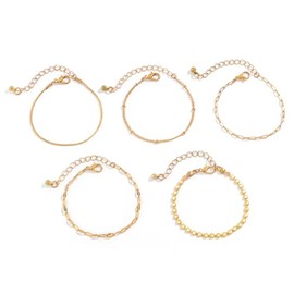 Gold Bracelets for Women non tarnish, 14K Gold Plated Stackable Bracelet Stack Set, Adjustable Charm Paperclip Chain, Layered Waterproof Jewelry Sets Gifts for Womens, Dainty pulseras para mujer.