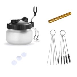 Airbrush Cleaning Kit with 400ml Glass Jar – Includes Holder, Brushes, Needles & Filters – Spray Gun Cleaner Tool for Models, Painting & Airbrush Maintenance