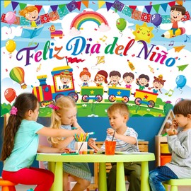 Colorful Feliz Dia Del Niño Backdrop Banner Large Size Mexican Children's Day Party Decorations Photo Backdrop Student Children's Day of Mexico Fiesta Party School Classroom Decorations Supplies