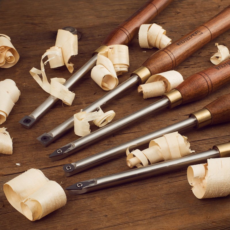 IMOTECHOM 5-Pieces Carbide Tipped Woodturning Tools Lathe Chisel Set with