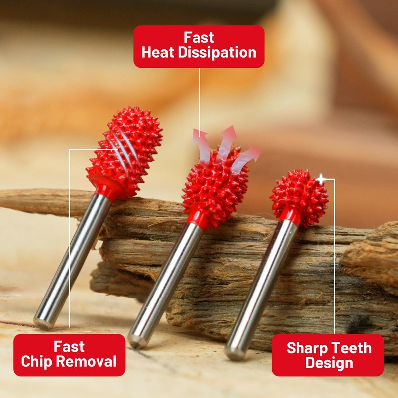 EZARC Tungsten Carbide Rotary Burr Kit, 1/8’’ Shaft Wood Carving