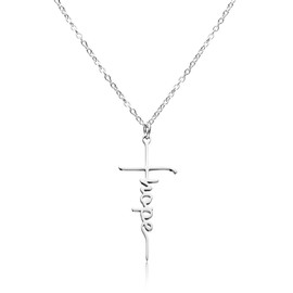 Womens Christian Faith Gifts Hope Cross Chain pendant Necklace for Women Baptism Religious First Communion Gift.