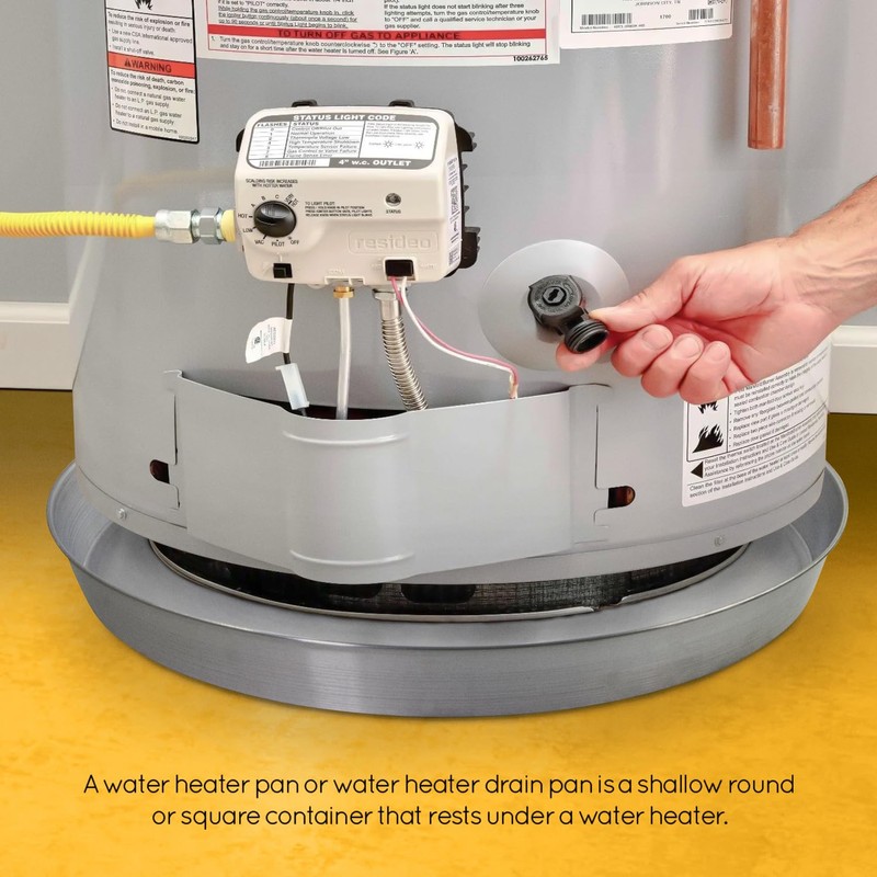Everflow AWHP28 Aluminum Water Heater Drain Pan with 1 in.