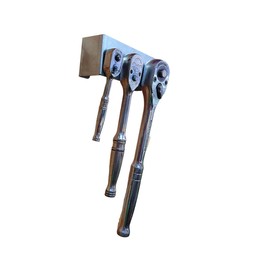 MegaMaxx UK Wall Mount Ratchet Holder (Sitable for 3 Sizes) - Tool, DIY, Toolbox, Wrench, Spanner, Workshop, Warehouse, Garage, Shed, Home, Universal, Drive, Socket, Torx, Tidy (Galvanised Steel)