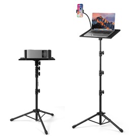 Adjustable Projector Tripod Stand 28"-51", Heavy Duty Floor Laptop Stand with Detachable Tray, Multi-Purpose DJ Equipment Mount for Home Office Stage
