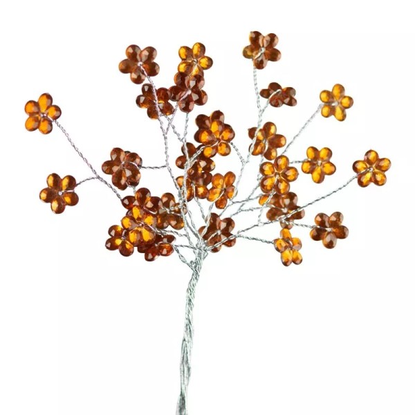 Unbranded Package of 4 Copper Artificial Crystal Rhinestone Flower 6-3/4"