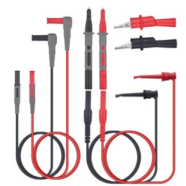 Multimeter Electronic Test Lead Kit with Insulation Alligator Clips WGGE WG-012 clamp meter, 42 inch PVC Lead Extensions, Plunger Mini-Hooks and 4 inch Heavy Duty Test Probe