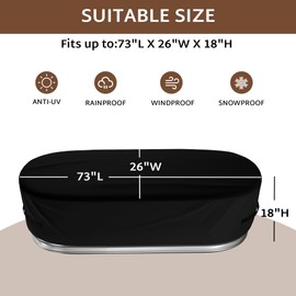 iBirdie Outdoor Waterproof 2 x 2 x 6 Stock Tank Cover for Ice Bath Cold Plunge Pool - 600D Heavy Duty Weatherproof Oval Tub Covers Compatible for Rubbermaid Water Trough