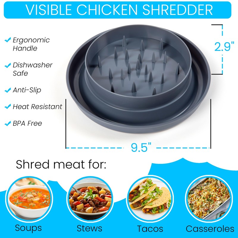 Chicken Shredder Tool for Meat, Large Chicken Breast Shredder with