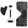 3pcs Obsidian Facial Roller Gua Sha Board Therapy Blindfold Beauty