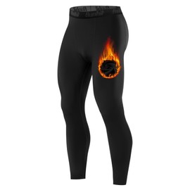 Runhit Men's Thermal Compression Pants Fleece Lined Sports Tights Athletic Leggings Baselayer Bottoms Cold Weather Gear Black S