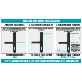 UPVC Door Handles Set Suits Fullex Locks - Black Lever/Lever 68mm PZ (Centres) 215mm Screw to Backplate 245mm X 32mm Handle Replacement PVC Handle, Black (TSSHAN68)