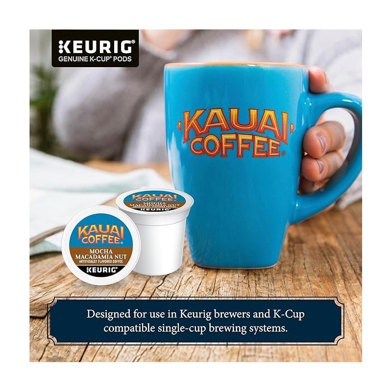 Kauai Coffee Mocha Macadamia Nut Flavor - Compatible with K-Cup