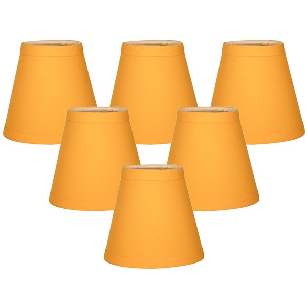 Royal Designs CS-1003-5YEL-6 Clip On Empire Chandelier Lamp Shade, 3" x 5" x 4.5", Yellow, Set of 6