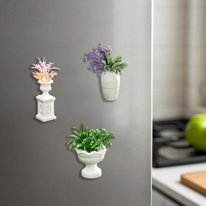 9 Pack Cute Fridge Magnets, Mini Artificial Plants Refrigerator Magnets