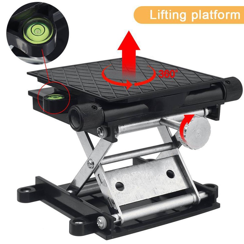 Lab Lift Stand Table Black Aluminum Automatic Leveling Rotatable Scientific