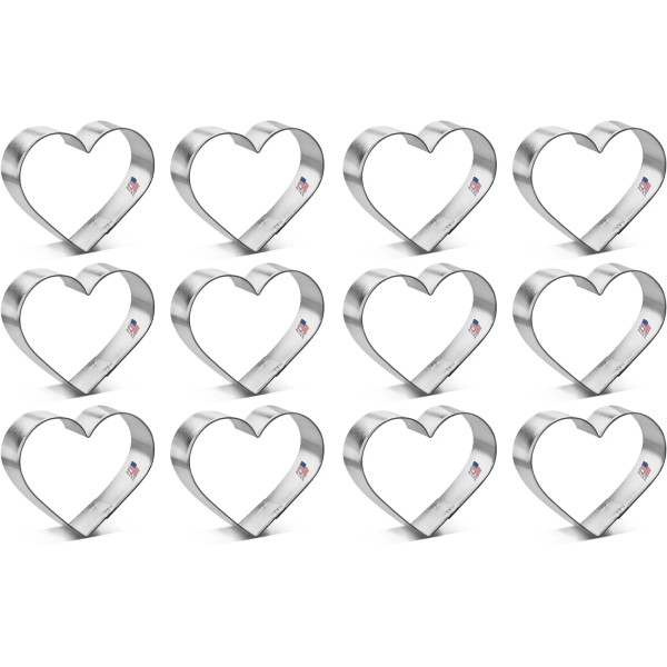 Unbranded 1 Dozen 12 Heart 3'' Cookie Cutter Metal Freshie