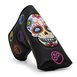 Montela Golf Club Covers,Colorful Skeleton Putter Cover Driver Covers Fairway Wood Headcover Hybrid Cover Leather Blade Putter Headcover Mallet for Brand (for blade putter)