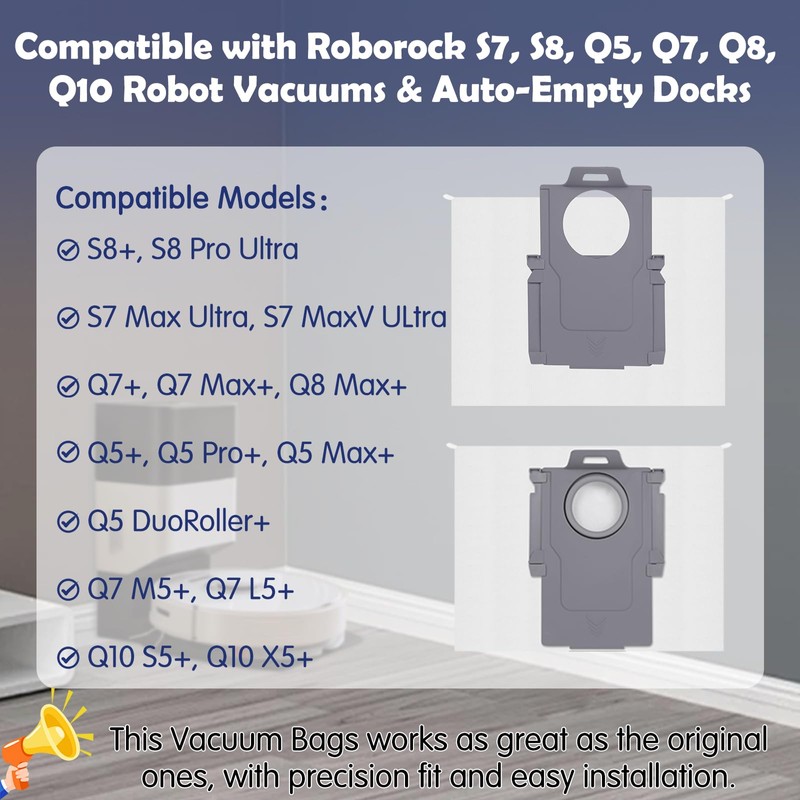 Spofan 16 Pack Dust Bags for Roborock S8 Pro Ultra,