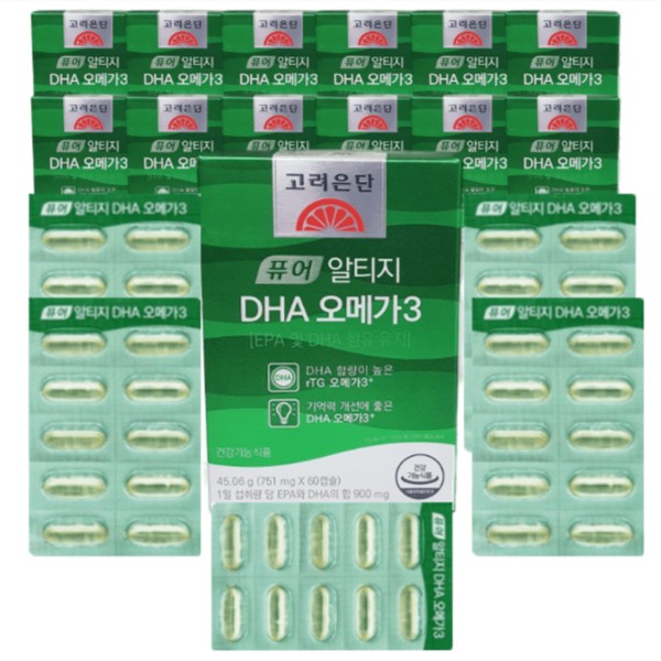 Korea Eundan Pure Altige DHA Omega 3 751mg 60 capsules x 12 boxes / 고려은단 퓨어 알티지 DHA 오메가3 751mg 60캡슐x12박스