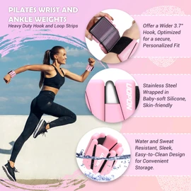 Wrist Ankle Weights for Women Set of 2, Adjustable Silicone Weighted Bangles, Wearable Ultra-durable Strips Weight Bracelet 2 lbs for Yoga, Pilates, Barre, Walking, Arm & Leg Workout