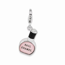 Amore La Vita Sterling Silver Rhod-pl Enameled Nail Polish Bottle Charm
