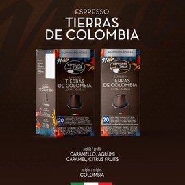 ESPRESSO ITALIA 100 Aluminum Capsules Compatible with Nespresso Original Lines Machines - TIERRAS DE COLOMBIA BLEND, Italian Espresso Coffee Pods