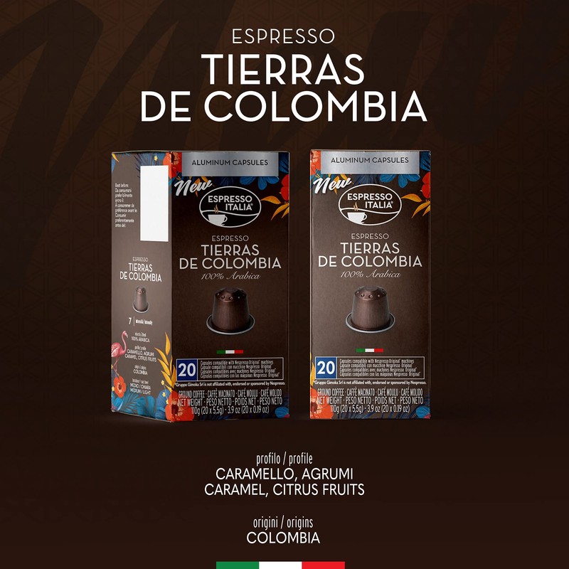 ESPRESSO ITALIA 100 Aluminum Capsules Compatible with Nespresso Original Lines