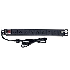 8 Outlet PDU with USB Mountable Power Strip, Wall Mount Outlet Power Strip Heavy Duty, Wide Spaced 15A 125V 1875W, 6 FT SJT 14AWG Power Cord 19" 1U Rack Mount PDU Power Strips
