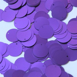 Round Flat Sequin 12mm Top Hole Violet Purple Matte Satin Shimmer. Couture Paillettes. Made in USA