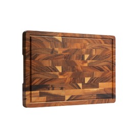 FYCTIO Walnut End Grain Cutting Board with Juice Groove & Handles, 16.5"