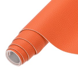 MECCANIXITY Faux Leather Fabric Sheets, 54x36 Inch Waterproof Solid Soft PU Synthetic Leather Sheet for Upholstery Replacement Renovate Furniture Bag Crafts DIY Sewings(Orange)