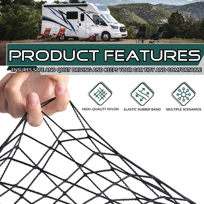JINGKE 2 Pcs Small Cargo Net Pocket Elastic Mesh Netting