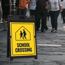 School Crossing Sidewalk Sign Kit, 18x24 Inches, With A Frame Stand, Made in USA