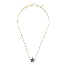 Kendra Scott Jae Star Short Pendant Necklace, Fashion Jewelry, 14k Gold-Plated, Blue Drusy