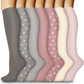 ACTINPUT 7 Pairs of Compression Stockings for Men and Women, Compression Socks, Support Stockings, Compression Socks, Running Stockings, Compression for Flight, Sports, Travel, Cycling, Nurse, 7101