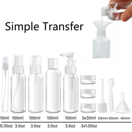 MORICOH Transparenter Kulturbeutel mit Reiseflaschenset,14 Stück Reisen Flaschen Set(100ml) und 1 Stück Plastikbeutel für Flüssigkeiten zugelassen (20x20cm) (Weiß Kulturbeutel mit Reiseflaschenset)