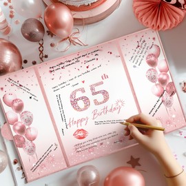 Rose Gold 65th Birthday Decorations, 65th Birthday Guest Book Alternative, 65th Birthday Party Decorations, 65th Birthday Party Supplies, 65 Year Old Birthday Gifts for Women
