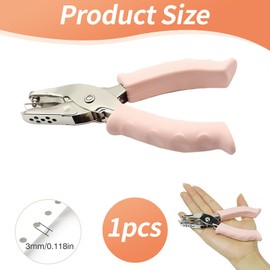 Wjelet Single Hole Punch, Pink Handheld Circle Puncher with Soft Grip, 3mm Handheld Hole Puncher, Ideal for DIY Crafts, Office, Home & School Office