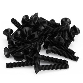 Henne Bery 3/4" Long 6-32 Thread, Oval Head Milled Slot Replacement Wall Plate Screws, 30 Pack, Black