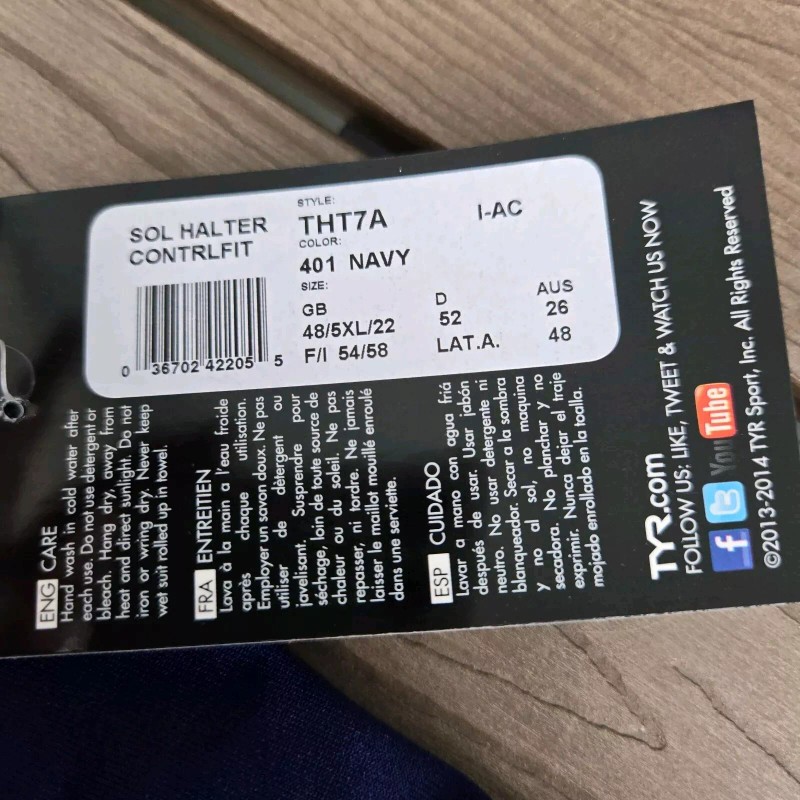 TYR Solid Navy Halter Control Fit One Piece Swimsuit SIZE