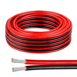 14/2 Tinned Copper Wire 25ft, 600V 14 Gauge 2 Conductor PVC Parallel Wire, Insulated Stranded Low Voltage Wire for Solar Panel, Automotive, Audio Auto, LED Lighting(14 AWG 25FT)